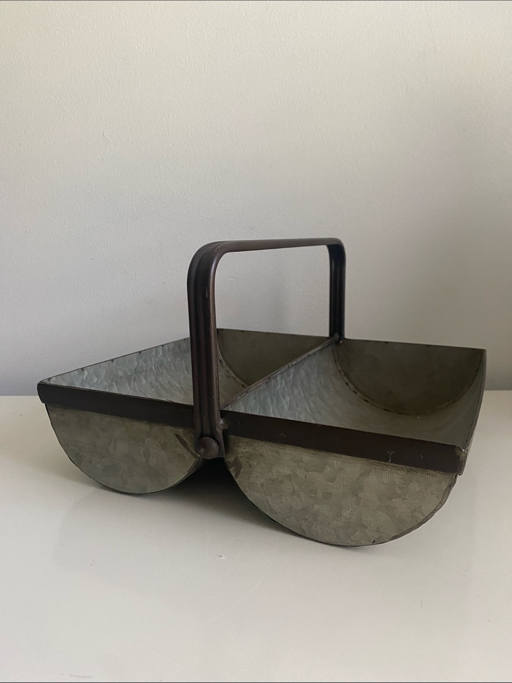 Galvanized Metal Trough Caddy with Handle
